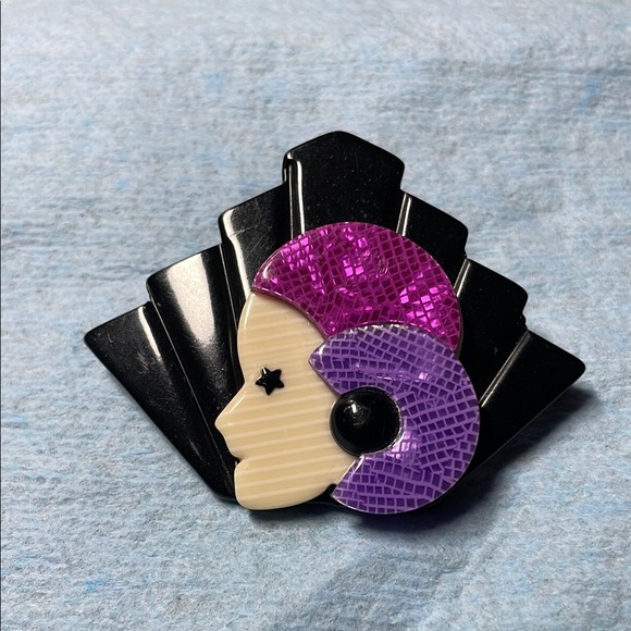 Broche Vintage LEA STEIN Paris Des Années 70 En Celluloïd - Occasion